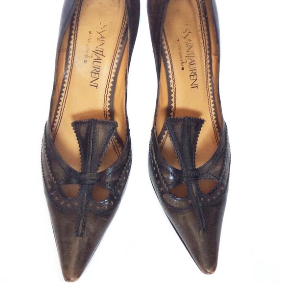Vintage Yves Saint Laurent Brown Shoes Size 7.5 - Picture 1 of 3